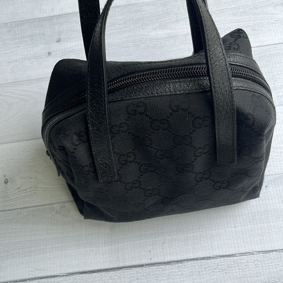 Vintage Mini Gucci GG Logo Top Handle Black Canvas Bag - Picture 9 of 14